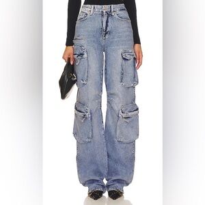Bershka Light Denim Cargo Flare Jeans